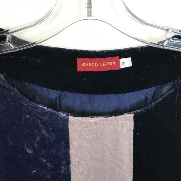 Womens Size Small Bianco Levrin Oversized Velvet Colorblock Pullover Top - Picture 2 of 3
